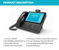 IP Audio HD 8 inci VoIP telepon tanpa kabel ID pemanggil orang tua pengguna Rumah Sakit 6 SIP 4G PSTN 5M kamera Dual Band WiFi POE SIM Slot GSM