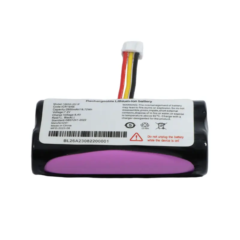 Batterie de remplacement rechargeable 7.4V 2600mah 18650 Li-ion POS Batterie pour terminal de paiement POS