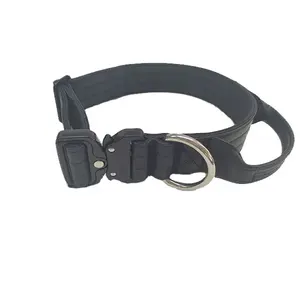 Collier de chien tactique réglable de <span class=keywords><strong>4</strong></span> cm de conception moderne le plus vendu collier de chien en cuir de luxe avec du néoprène résistant - Product Image 3