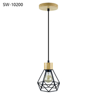 Lámpara Colgante de Madera Art Deco con Pantalla Metálica Pequeña, Lámpara Moderna para Comedor, Oficina o Tienda