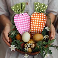 Sac de Pâques en velours motif lapin de dessin animé et carotte, sac à cordon à motif œuf pour les friandises et cadeaux de la maternelle
