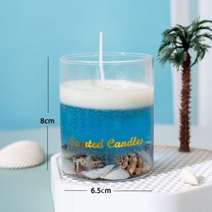 Bougie parfumée en verre style marin avec décoration coquillages, cire de soja, aromathérapie, souvenir de fête - Product Image 2