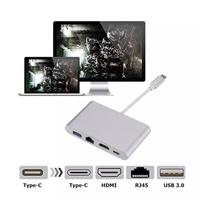 USB C Adaptör Çoklu Bağlantı Noktası 4'ü 1 Arada USB C Hub, 4K HDTV, RJ45, USB 3.0, Tip C PD Şarj Cihazı ile Macook Pro Air iPhone için
