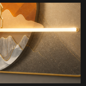 Reloj <span class=keywords><strong>de</strong></span> Pared Golden Tree con Arte <span class=keywords><strong>de</strong></span> Paisaje Natural para Recepción, Salón, Hotel, Suite, Diseño Interior Residencial Tranquilo - Product Image 6