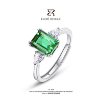 Bague de fiançailles de luxe en argent sterling 925 avec émeraude de laboratoire de 2,88 carats, or blanc, trois pierres, pour femme