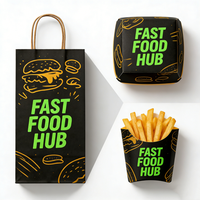 Venta Directa de Fábrica, Juego de Cajas de Embalaje de Papel para Alimentos Personalizadas, Caja de Papel para Comida para Llevar, Papas Fritas, Pollo Frito, Hot Dog, Hamburguesa