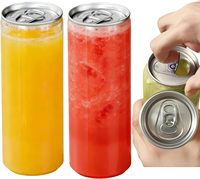 Bouteille en plastique PET transparente de 350 ml avec couvercle à clapet hermétique pour canettes de soda, idéale pour le café infusé à froid