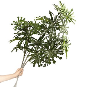 Daun Singkong Buatan Daun Hijau Pembawa Keberuntungan Plastik Skimmia Palsu Tanaman Hijau Buatan Berkualitas Tinggi 30cm-100cm