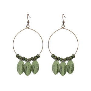 Boucles d'oreilles à clipser colorées en bois perlé, style bohème, pour femme, bijoux de mode, plaqué bronze antique - Product Image 4