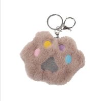 Porte-clés de poupée en peluche motif patte de chien et de chat, accessoire personnalisé, pendentif pour voiture, porte-clés de jouets d'enfants, en poils de lapin, cadeau