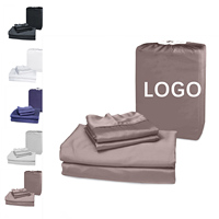 Ensemble en bambou personnalisé double couture soyeuse 100% bambou biologique drap de lit housse en bambou ensemble de draps de lit pour dormeurs chauds