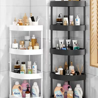 Étagère d'angle pliable en plastique écologique multi-niveaux pour toilettes, support de rangement mobile pour l'organisation (vente en gros)