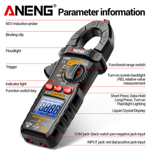 ANENG CM86 Hochpräzises Digitales Zangenamperemeter AC/<span class=keywords><strong>DC</strong></span> Strom- und Spannungsmessgerät Elektrikerwerkzeug - Product Image 6