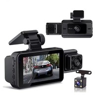 Caméra embarquée triple Relee Factory 1080P pour véhicules, enregistrement en boucle, 3 canaux pour l'avant et l'arrière, vision nocturne IR, connectivité Wi-Fi