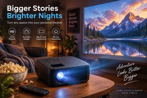 High Black Projector Sleek Vent Design 1280x720 Resolution Multiple Inputs Built-in Speaker Portable 250 Lumens Home Theater - Product Image 3