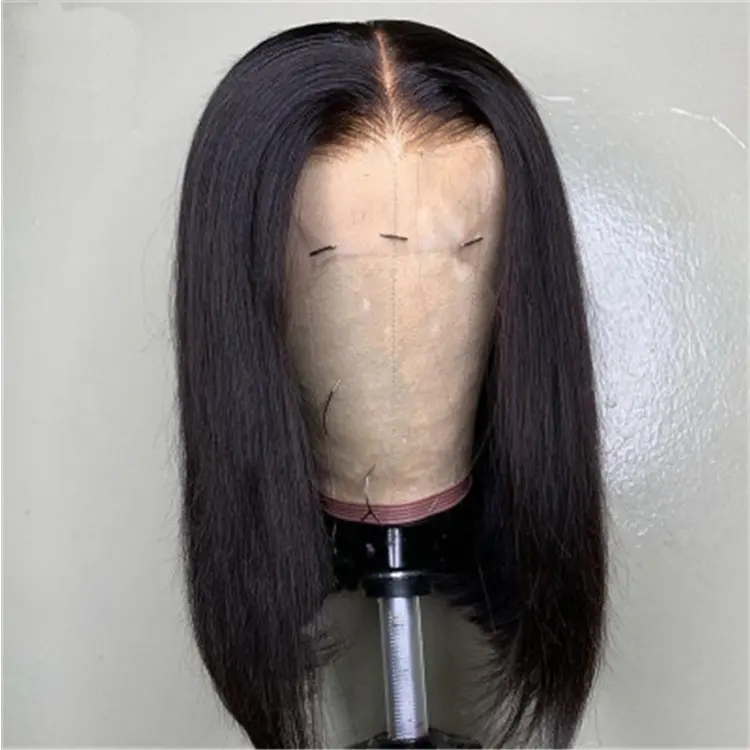 Kısa Bob 4x4 dantel kapatma peruk toptan orta sol sağ yan kısmı, % 100% brezilyalı İnsan saçı peruk