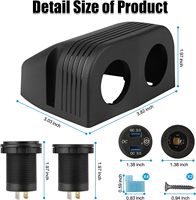 Double chargeur USB QC3.0 à montage sur panneau de type tente à deux trous avec voltmètre et interrupteur tactile + prise allume-cigare 12V/24V