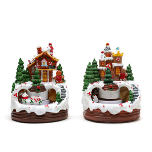 Dropshipping Shopify Resin Gingerbread <b>Train</b> Rotating Music Box Christmas <b>Table</b> Decor Gift Ornament - Product Image 1