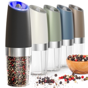 Battery Operated Salt <b>Pepper</b> Automatic Salt <b>Grinder</b> Electric Salt and <b>Pepper</b> <b>Grinders</b> with Blue LED Light Adjustable Coarseness - Product Image 2