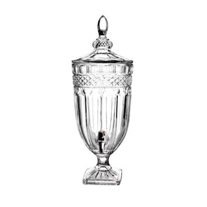 Large Glass Juice Dispenser Wholesale Clear Special Embossed Vintage Party Use Glass Buffet Beverage Dispenser with <b>Stand</b> Spigot - Product Image 6