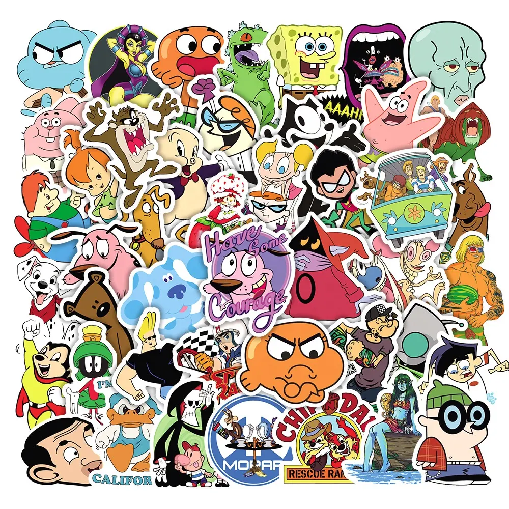 50Pcs 90S Europe and America Classic Cartoon Characters Sticker For Home Decor Fridge Table Wall Luggage Graffiti