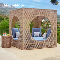 Lit d'extérieur en aluminium sièges canapé de jardin luxuriant rotin pomme lit transat cabana extérieur lits de jour chaise de soleil patio canapé ensemble