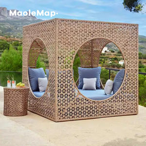 Lit d'extérieur en <span class=keywords><strong>aluminium</strong></span> sièges canapé de <span class=keywords><strong>jardin</strong></span> luxuriant rotin pomme lit <span class=keywords><strong>transat</strong></span> cabana extérieur lits de jour chaise de soleil patio canapé ensemble - Product Image 2