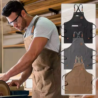 Tablier en toile imperméable avec logo personnalisé, grandes poches et sangle de cou réglable, tabliers de chef pour hommes