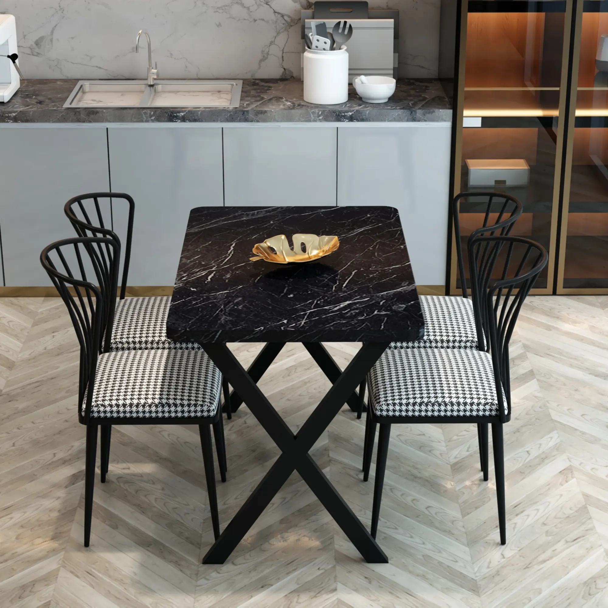 Mutfak masa seti oturma odası mobilya bahçe masa kolay monte Metal bacak Modern ev mobilyası türkiye'de yapılan