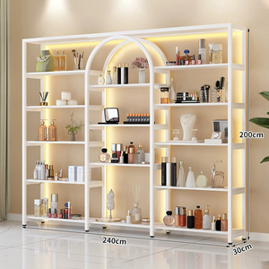Espositore Cosmetico Moderno in Metallo <span class=keywords><strong>con</strong></span> Design ad Arco e Illuminazione LED, <span class=keywords><strong>con</strong></span> Armadietto per Negozi di Bellezza - Product Image 2
