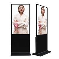 Kiosque de publicité numérique d'intérieur noir complet 4K, écran LCD Portable, Totem sur pied, lecteur vidéo LED, écran intelligent