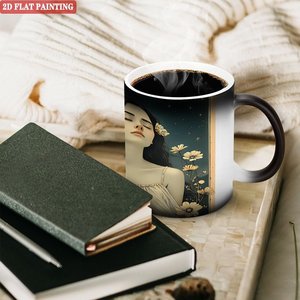 Mug en céramique à changement de couleur 11oz Noir givré Tasse vierge pour sublimation Souvenir de festival - Product Image 3