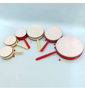 Wholesale 4/6/8 Inch Wooden Rattle Drum Wooden Hand Drum <b>Musical</b> <b>Instrument</b> Toy Orff Percussion <b>Instrument</b> Toy for Kids Playing - Product Image 4
