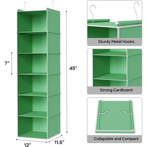 6-<b>Shelf</b> Hanging Closet Organizer 33x15x85cm Foldable Storage <b>Shelves</b> For Bedroom Clothing Organizer - Product Image 3