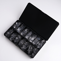 Pointes d'ongles en gel rondes de qualité supérieure, taille moyenne, transparentes, naturelles, à couverture complète, souples, pour extensions d'ongles en acrylique - Vente en gros