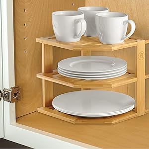 Estante de bambú de tres niveles para cocina, estante de almacenamiento para armario, estante esquinero para baño, estante esquinero para especias, bambú y madera maciza - Product Image 4