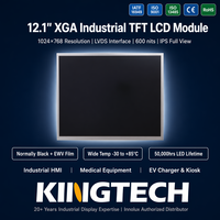 Kingtech 12,1 Zoll 1024*768 -30~85 ℃   600 Nits AG Blendfreies LVDS 6/8-Bit-Gerät RoHS-konformes Industrie-Automatisierungs-TFT-LCD-Modul