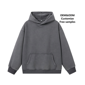 Felpa con Cappuccio in Cotone di Alta Qualità con Logo Personalizzato, Lavata e Invecchiata, Grigia, Oversize, Antivento e Traspirante per Uso Quotidiano - Product Image 1