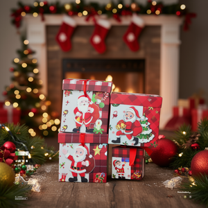 Caja Cuadrada Navideña de 15x15x15cm con Diseño de Santa Claus para Regalos - Product Image 3