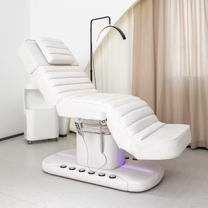 Cama de Masaje Eléctrica Moderna de 3 Motores, Tapizada en Cuero Sintético PU Blanco, Ajustable, para Salón de Belleza, Hotel y Sala de Estar - Product Image 1