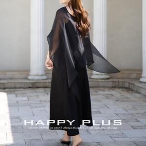 Châle en mousseline de soie Runqi pour femmes grandes tailles, col rond, couleur unie, cape légère en polyester pour séances photo et usage quotidien - Product Image 3