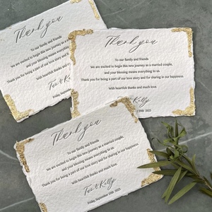 Tarjetas de Invitación de Boda de Lujo Hechas a Mano con Borde Decorativo, Bordes con Lámina Dorada, Juego de Tarjetas de Felicitación de Papel de Algodón Personalizadas con Relieve - Product Image 4