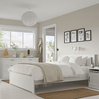 Commode à 6 tiroirs moderne blanche pour chambre à coucher, double coffre de rangement avec poignées métalliques, MOQ élevé