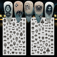 Autocollants pour ongles gothiques d'Halloween, motifs crâne, vampire, citrouille, chat, ours, pour manucure DIY et décorations de salon de manucure