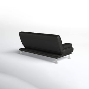 PU 인조 가죽 3 인승 단면 소파 침대 크롬 다리 현대 아파트 블랙 Clic Clac 이불 - Product Image 3