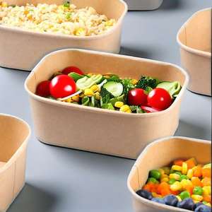 Bol en papier rectangulaire jetable pour plats à emporter, 100 % écologique, avec logo personnalisable, fourni par l'usine - Product Image 6