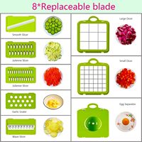 Hachoirs à Aliments Multifonctionnels OEM/ODM, Outils pour Couper les Légumes et les Fruits, Coupe-Pommes de Terre, Trancheuse avec 8 Lames, Panier Passoire pour Salade