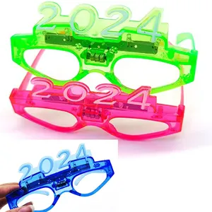 Do tiec tung . Suministros para fiestas Wholesale promotional 2024 led glasses New year party number 2024 light up glasses