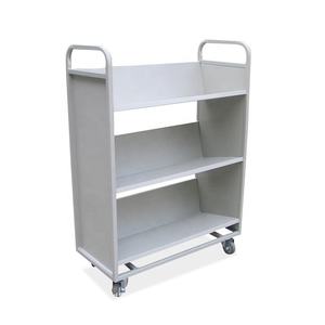 Chariot de <span class=keywords><strong>bibliothèque</strong></span> antique à 3 niveaux, design gris, sur roulettes, chariot mobile avec 3 étagères, meubles de <span class=keywords><strong>bibliothèque</strong></span> en forme de V, prix bas en stock - Product Image 1