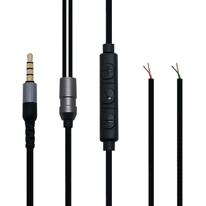 Cable de auriculares semiterminado DIY con micrófono, conector de 3.5mm, 120cm, cable de audio TPE negro para periféricos de audio - Product Image 1